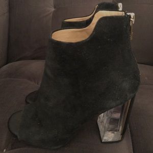 Calvin Klein Suede Booties with 4” block heel